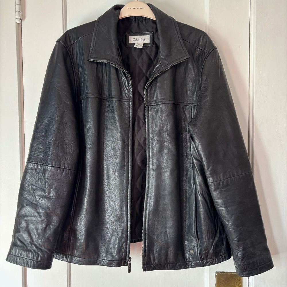 90s VINTAGE CALVIN KLEIN 100% Genuine Leather Jacket